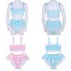 Men's Ruffled Frilly Lace Satin Sissy Lingerie Set Bra Skirted Panties Bloomer Underwear