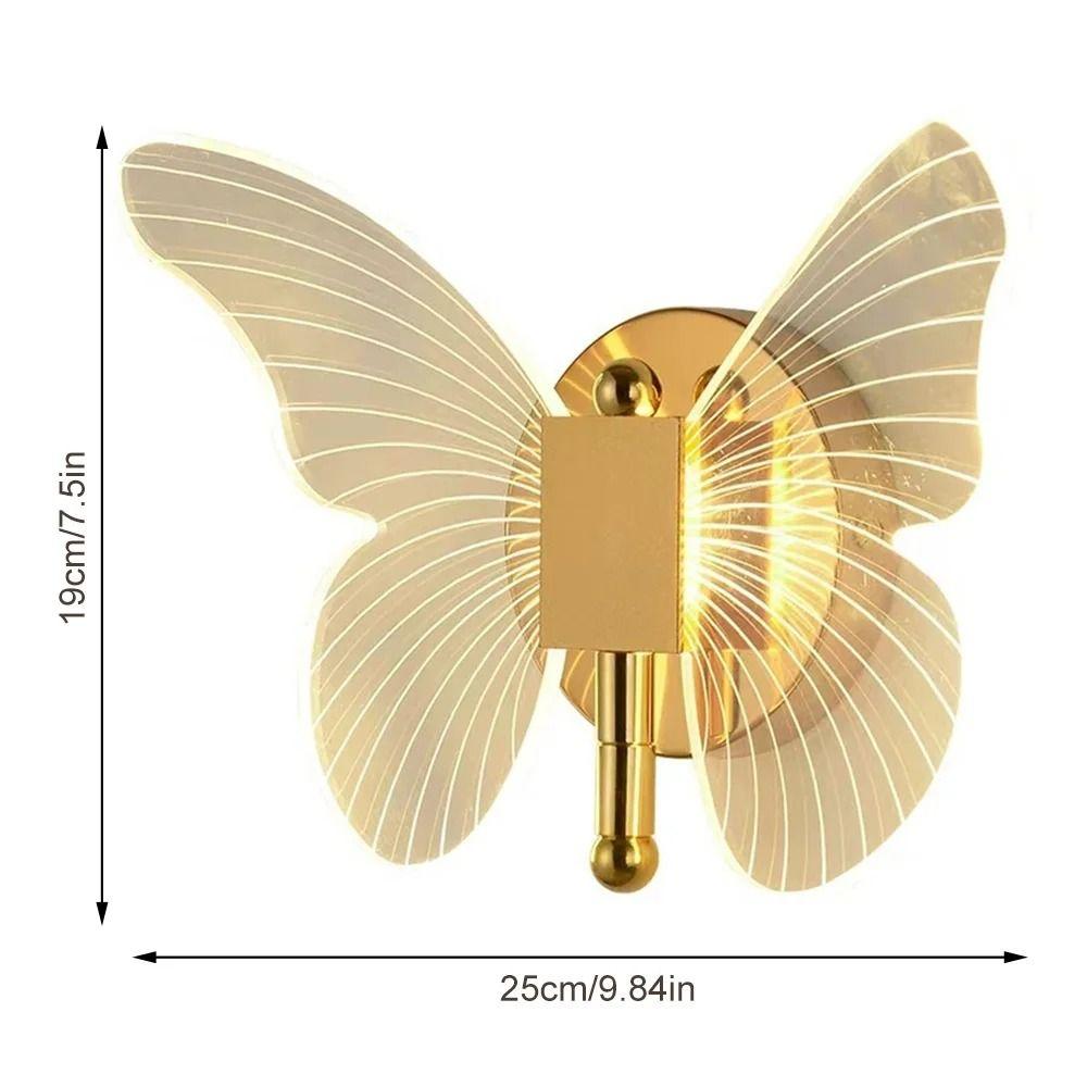 Nordic Metal Acrylic LED Butterfly Wall Lamp Modern Tricolor Adjustment Wall Light Sconces Elegant Creative Ceiling Light‘ Hotel