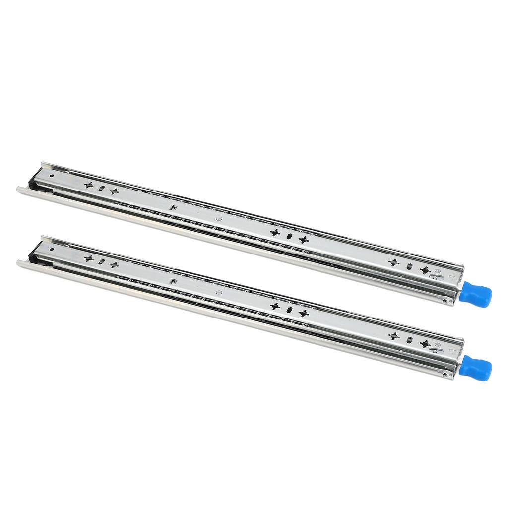 1 Pair 30in Locking Drawer Slide Cold Rolled Steel 120kg Bearing 53mm Width 3 Sections Heavy Duty Ba