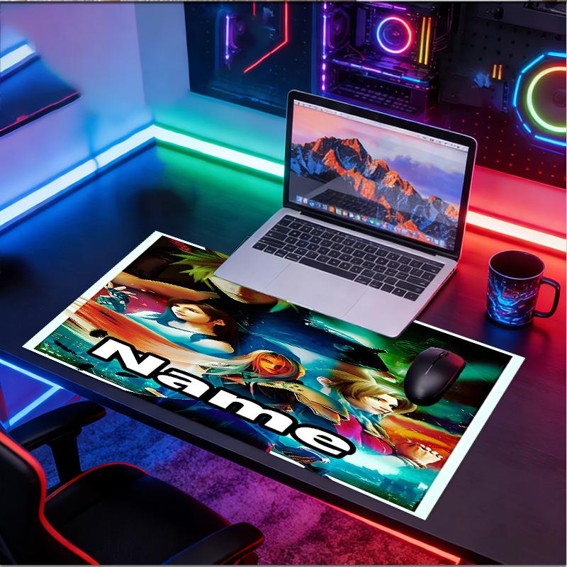 Custom Name Personalized Final Fantasy Pattern Mousepad, Laptop PC Desk Mat, Decorative Desk Mat for Home Keyboard Pad Gift