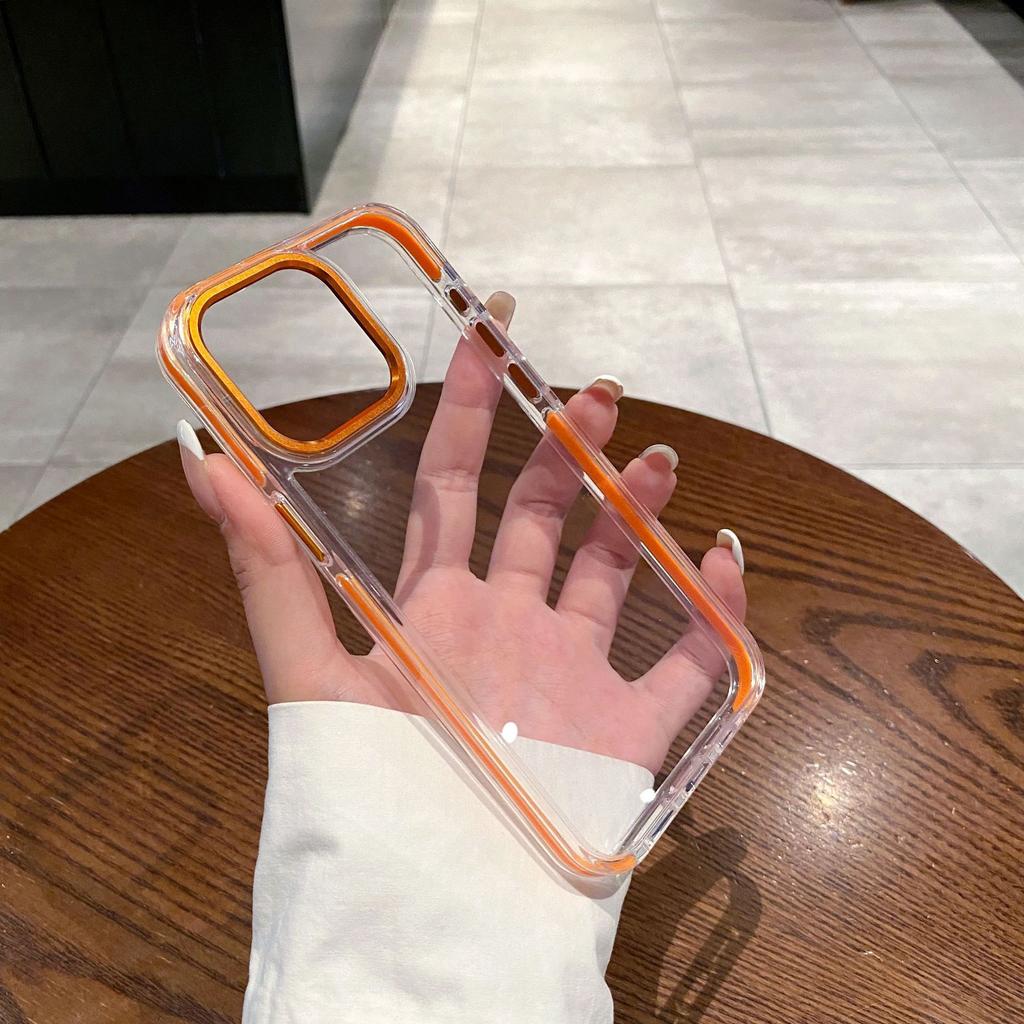 Anti Slip Colored Edge Airbag Anti Drop for IPhone 15 Magnetic Phone Case for Apple 14promax Metal Lens Ring