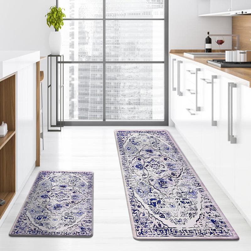 Новый ретро-ковровый коврик для входа в дом, кухня, противоскользящий, пылезащитный, утолщенный, промытый, с длинными полосками коврик