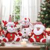 Cartoon Santa and Snowman Christmas Tree Ornaments - Plush Hanging Decorations for Holiday Festivities