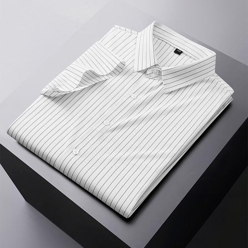 Мужская рубашка с коротким рукавом большого размера из ледяного шелка, не требующая глажки
