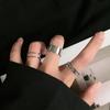 Punk Metal Geometry Rings Set Hip Hop Personality Opening Finger Ring Chain Buckle Joint Tail Ring for Women Jewelry Accessories