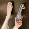 Beautiful Sandals Women's 2025 New Fairy with Skirt Transparent High Heels Crystal Half Slippers Outer Shoes