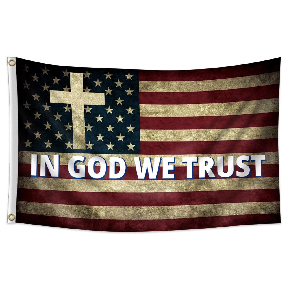 1 American "Trust In God" Flag | 91.44x152.4cm Polyester National Flag with 2 Grommets, Single-Sided Print, Suitable for Indoor/Outdoor, Yard, Garden