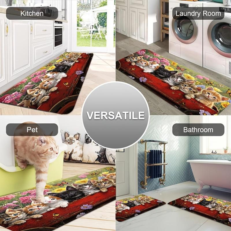 1Pcs Anti Fatigue Kitchen Rugs Cute Animal Print Waterproof Non-Slip Thick Cushioned Kitchen Mat Heavy Duty Comfort Standing Mat for Kitchen