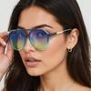 Vintage Sunglasses For Women Colorful Gradient Lenses Fashionable Glasses Double Bridge Glasses Metal Decoration For Men Women