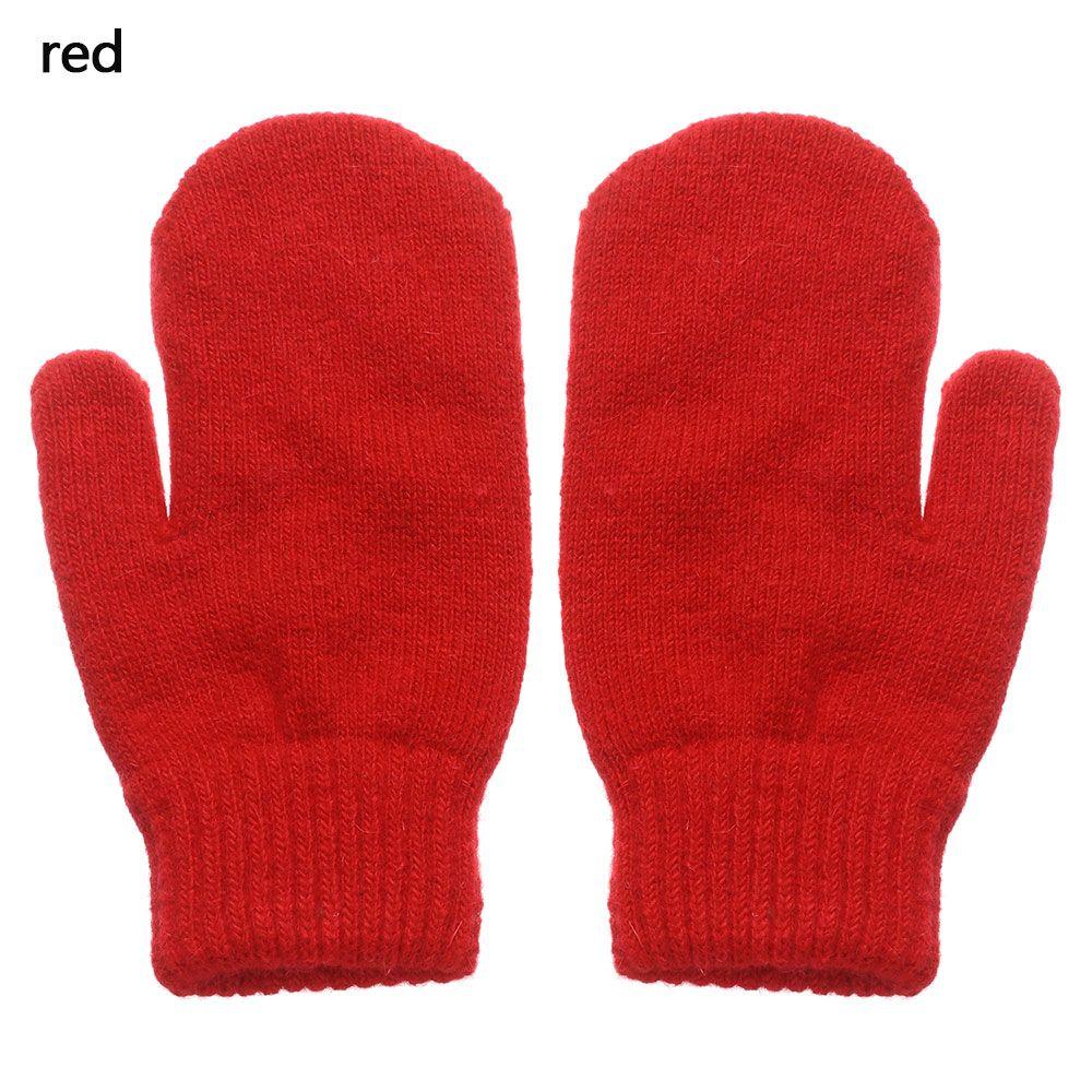 Women Girl Solid Color Soft All Fingers Double Layer Rabbit Hair Mittens Winter Gloves