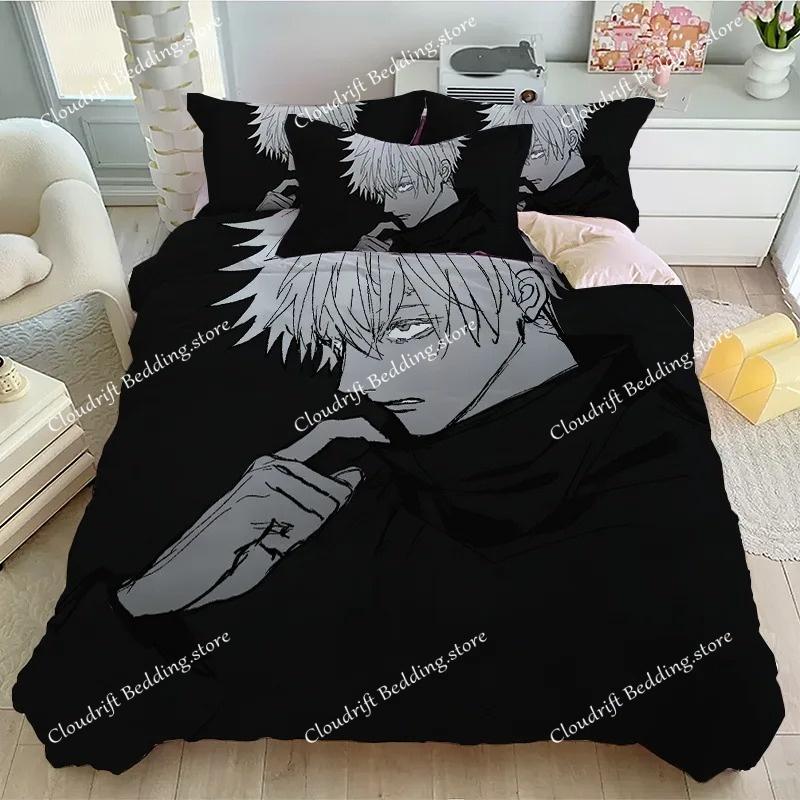 Аниме Jujutsu Kaisen Комплект постельного белья Сатору Годжо Пододеяльник Мягкий чехол для одеяла и наволочки для подростков ОдноспальныйДвуспальныйQueenKing