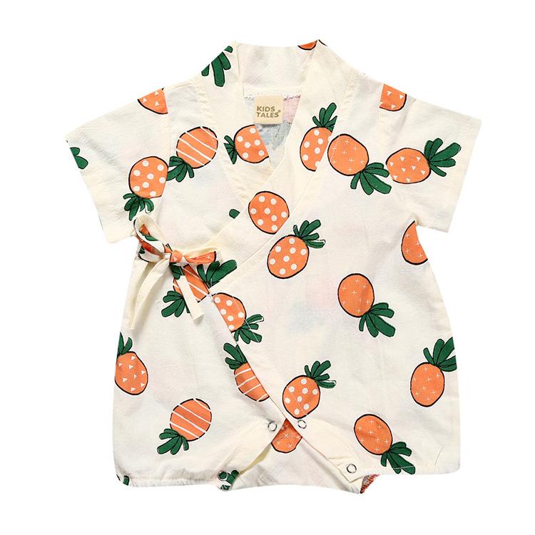 KIDDIEZOOM Летний комбинезон с короткими рукавами и принтом лимона для новорожденных девочек, повседневный комбинезон для маленьких мальчиков, одежда