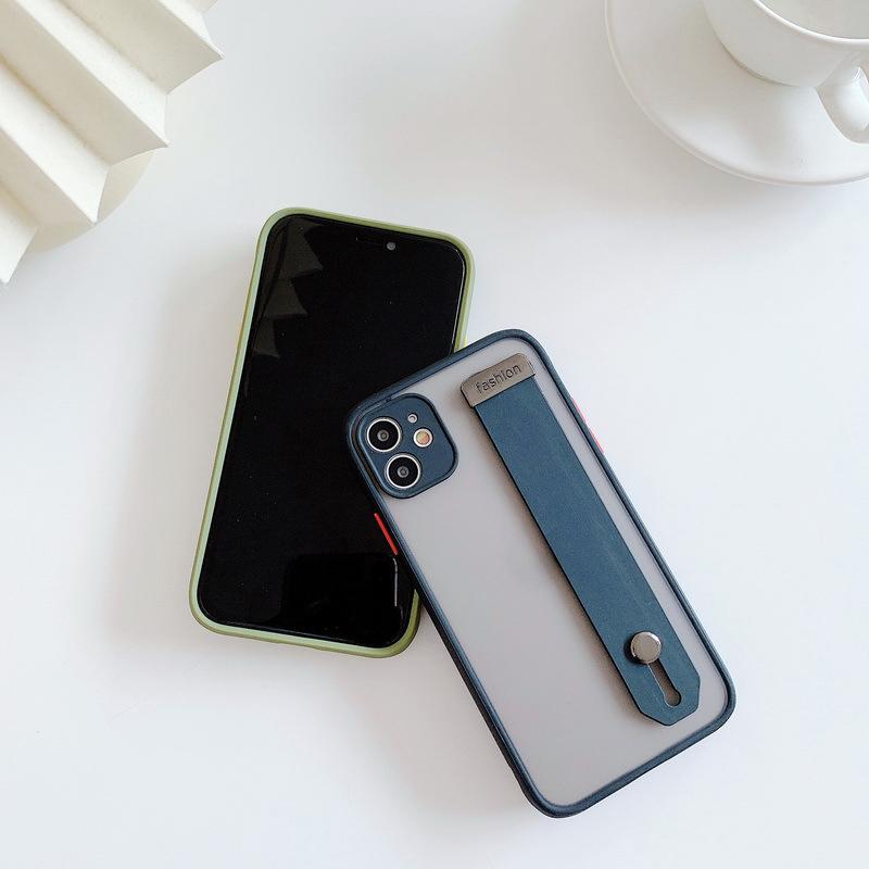 Противоударный матовый полупрозрачный чехол-браслет с эффектом кожи для iPhone Samsung Huawei Honor Xiaomi Redmi OPPO Realme Vivo Infinix Tecno