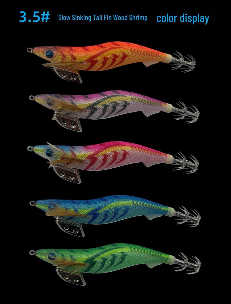 3.5# Светящаяся Радужная Креветка Медленно Тонущая Приманка с Погремушкой и УФ-Приманкой для Морской Рыбалки