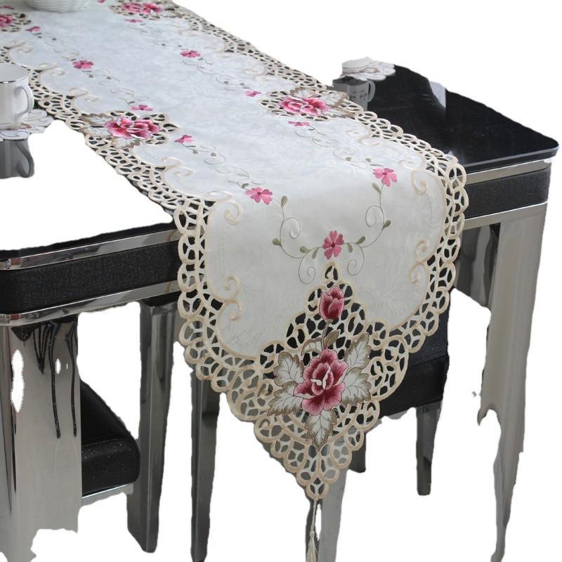 Пасторальный вышитый полиэстеровый набор скатерти и чехлов для стульев - Многоцелевая пылезащитная ткань для дома