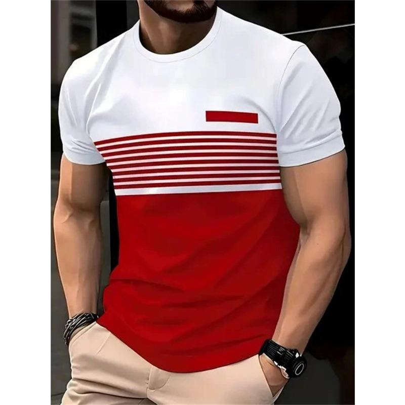 Fashion Striped Pattern Men's Short Sleeve T-Shirts Summer 3d Printed Street Trend Simple T Shirt 6XL Plus Size Casual Tops