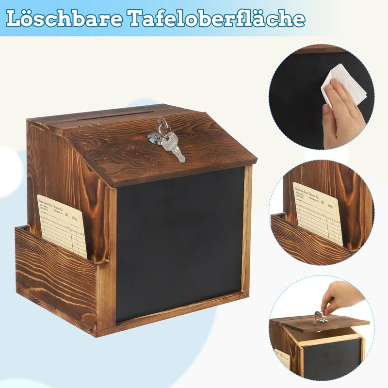 Деревянный ящик для предложений, запираемая настенная урна для голосования с карманом, ящик для пожертвований, многоцелевой ящик для пожертвований