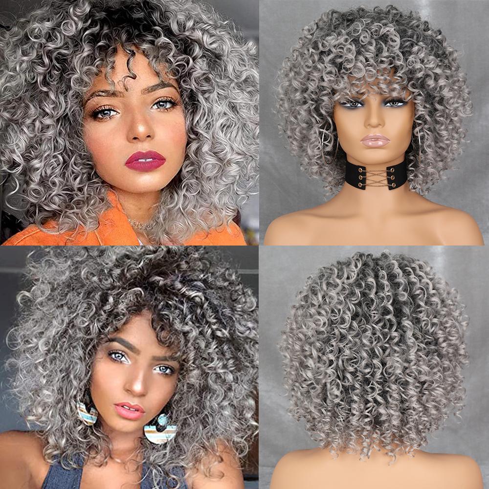 WERD вьющийся парик афро блондинки с челкой парики до плеч афро парики Kinkys синтетический вьющийся полный парик для чернокожих женщин