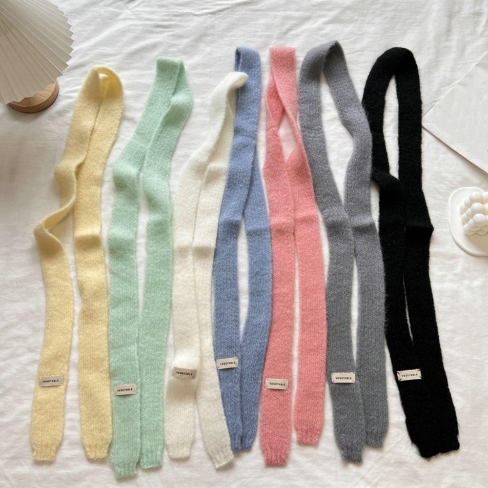 Korean Style Y2K Thin Scarf Rainbow Color Soft Long Narrow Scarves Neck Warmer Neckerchief Harajuku Knitted Scarf Autumn