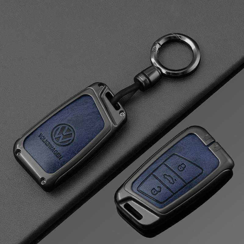 Alloy Leather Car Key Case Full Cover Shell For VW Volkswagen Passat B8 Tiguan Magotan Protector Keychain Keychain Accessories zg4