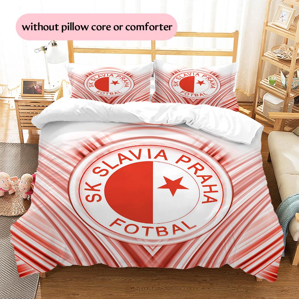 SK Slavia Prague Pattern Bedding Quilt Set Home Decoration Gift (1 * duvet cover + 2 * pillowcase without core)