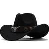 West Cowboy Hat Chapeu Black Wool Man Wome Hat Hombre Jazz Hat Cowgirl Large Hat for Men Sombreros 56-58Cm