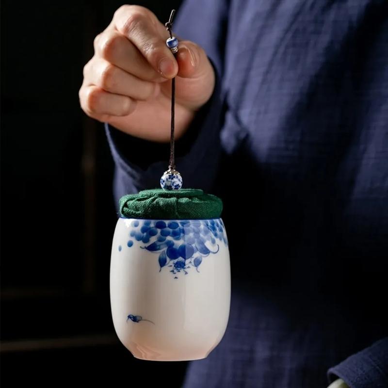 Керамический герметичный чайный компакт-диск, простой, портативный, небольшой, для хранения, японский чайный набор в стиле кунг-фу, влагостойкая банка для чая