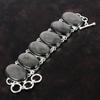 Серебряный браслет из обсидиана Браслет из стерлингового серебра 925 пробы Регулируемый браслет-цепочка Браслет из драгоценных камней ручной работы Дизайнерские украшения для подарков