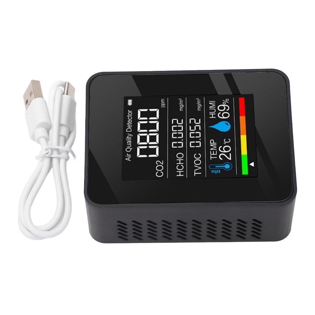 5 в 1 монитор качества воздуха с цветным ЖК-экраном CO2 TVOC HCHO Температура Влажность Многофункциональный воздух