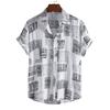 Short Sleeve Men Shirt Turn-down Collar Soft Print Loose Summer Shirt Streerwear