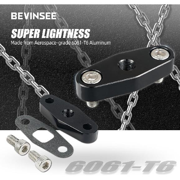 Bevinsee Turbo Oil Supply Feed Inlet Flange Adapter Compatible with GT42 GT47 GT40 1/8"npt Oil Feed Inlet Flange GT series Turbochargers, 6061