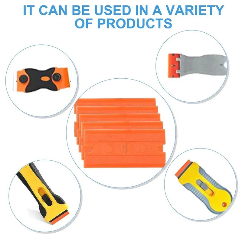 20 шт. лезвий для бритвы, пластиковый скребок, сменный скребок для удаления наклеек с автомобиля, скребок для чистки оконных стекол, для удаления клея