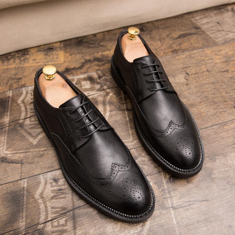 Brogue Man Nightclub Business Dress Italian Formal Fashion Casual Leather Male Flats Men'S Wedding Party Oxfords Shoes Footwear