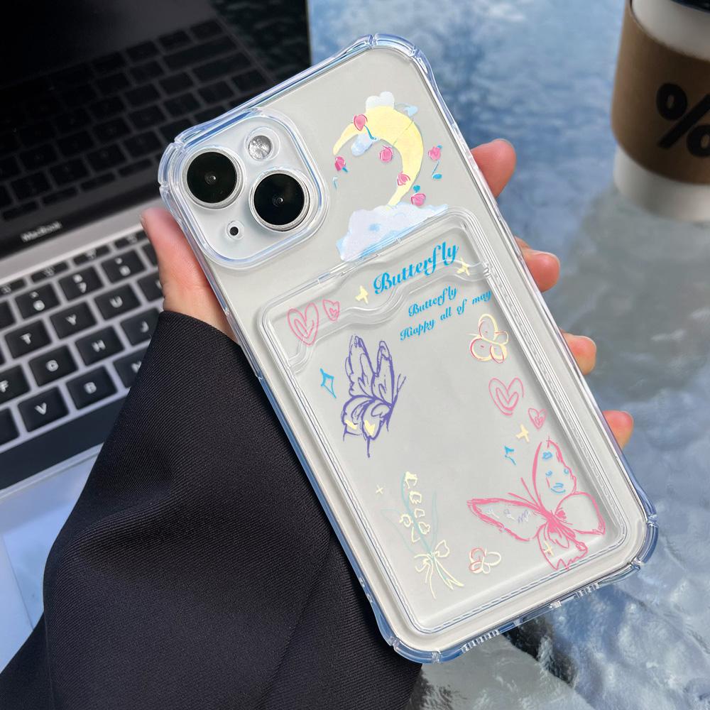 Card Phone Case for iPhone 11 13 XR 15 14 Pro Max iPhone 12 16 7 8 Plus XS Max Samsung S24 S23 A15 A55 A05 A54 Redmi 12 13C 13 9 Cartoon Protection