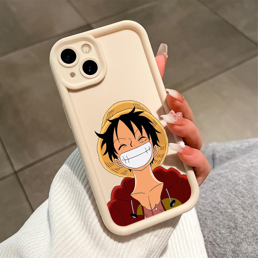 Для iPhone 16 15 14 13 12 11 Pro Max XS Max XR X SE 8 7 мягкий силиконовый чехол для защиты линз с милым рисунком Луффи