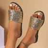 Женские шлепанцы с золотыми пайетками на плоской подошве, подходящие для ношения на улице и дома, роскошные и легкие, не желающие быть тяжелыми