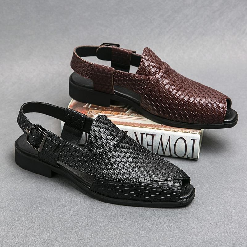 New Sandals For Men Plus Size 46 Fisherman Sandals Men Summer Breathable Hollow Buckle Formal Sandals Men Casual Roman Slippers