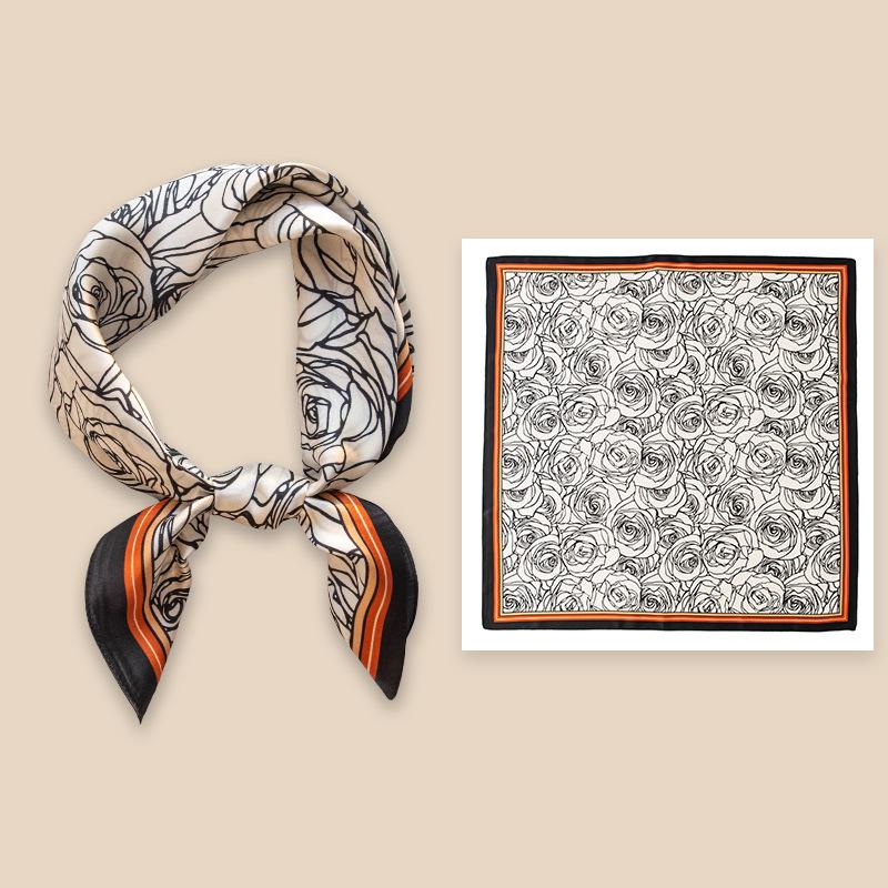 Literary Small Floral Summer 100% Mulberry Silk Shawl Age-reducing Fashion Neck Protection Professional Scarf