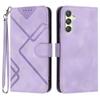 For Samsung Galaxy A24 4G (162.1 X 77.6 X 8.3mm) Wallet Case Line Imprinted PU Leather Phone Cover with Strap