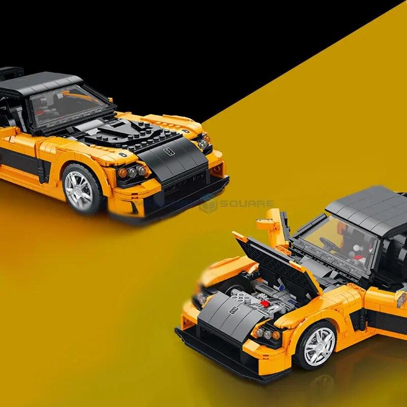 Строительные блоки модели суперкара RX7 1:12 гоночных автомобилей MOC 11029, высокоскоростной автомобиль, кирпичи, игрушка в подарок для мальчиков