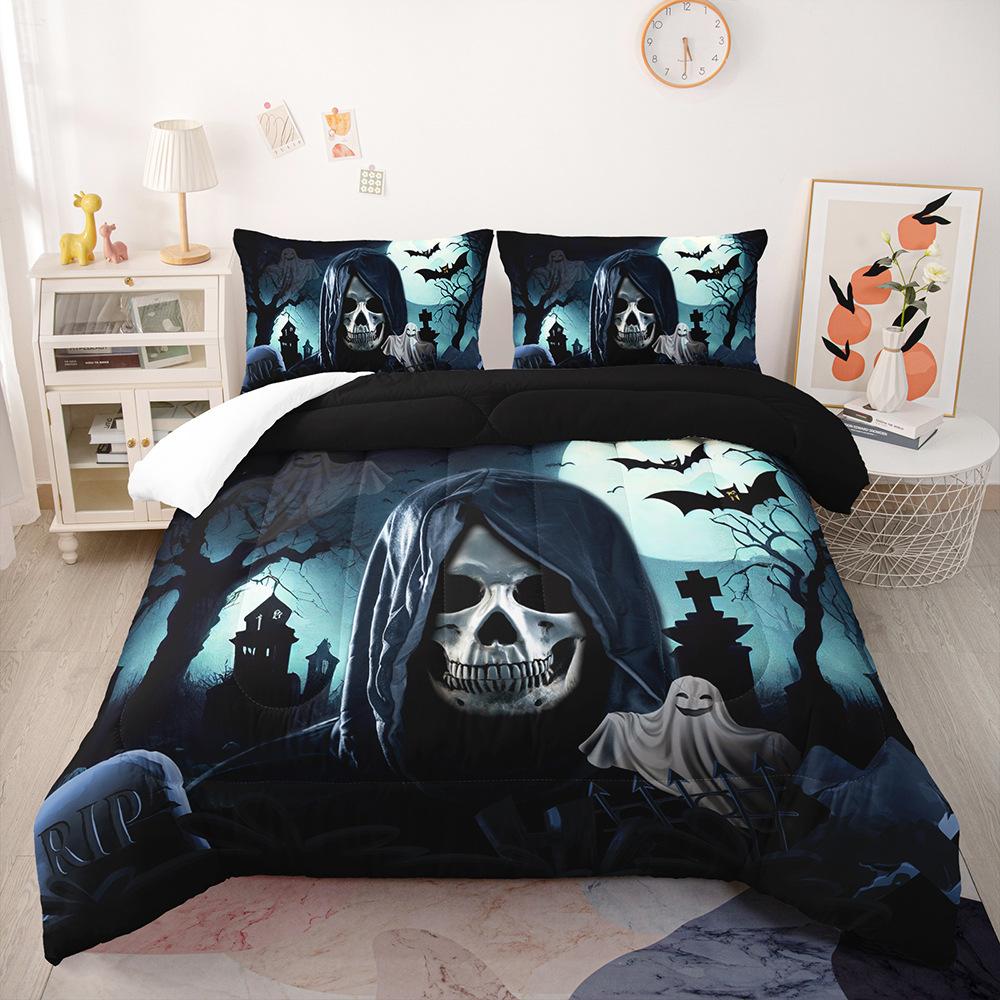 Хэллоуинский веселый мультяшный постельный комплект размера фулл, размера кинг, комплект пододеяльника из микрофибры, одинарный пододеяльник для мальчиков и девочек-подростков