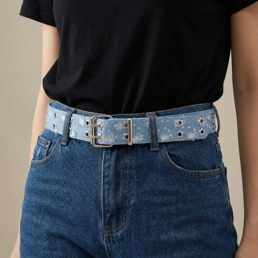 Metal Buckle Star Hole Sequin Belt Double Grommet Hole Trouser Decor Decoration Dress Decor