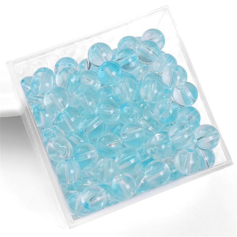 Комплект браслетов из бисера Summer Jelly Gold Glitter: Двойные стеклянные круглые бусины и полусахарные пузырчатые бусины