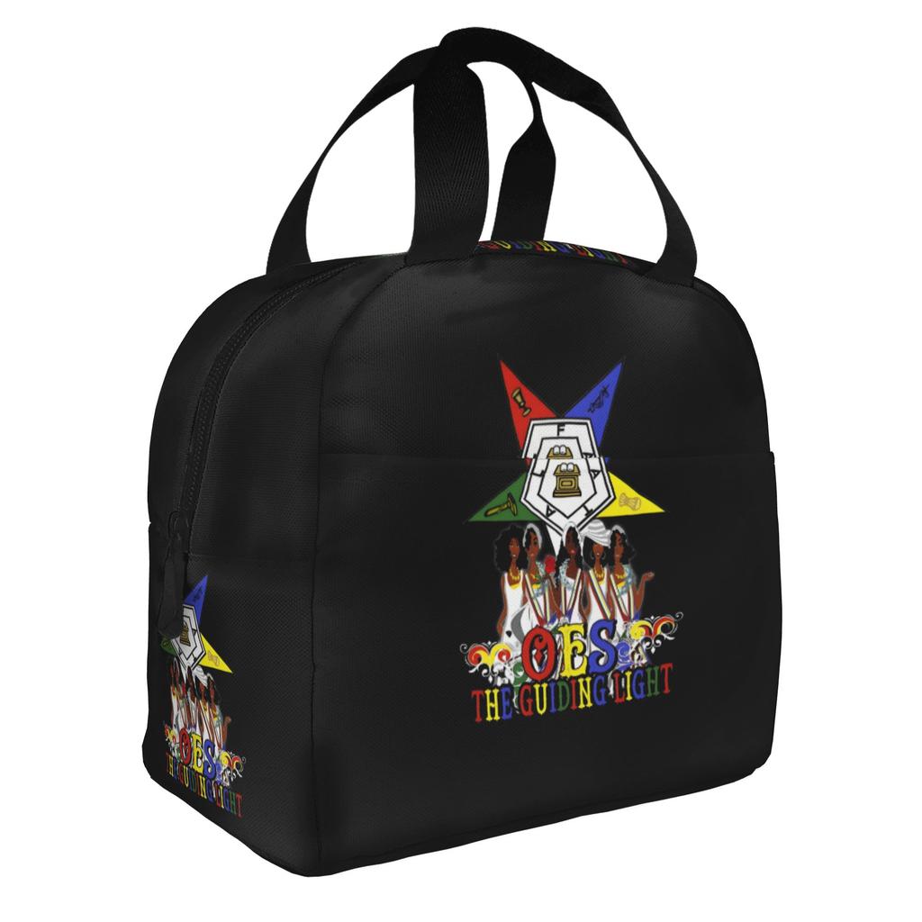Order Of The Eastern Star Logo Thermal Insulated Lunch Bags Women Portable Lunch Container for School Multifunction Food Box