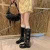Ботинки на платформе Combat Boots Zip Chuny Heel Buckle Vintage Fashion Casual Luxury Designer Western Mid Calf Boots Shoes Woman