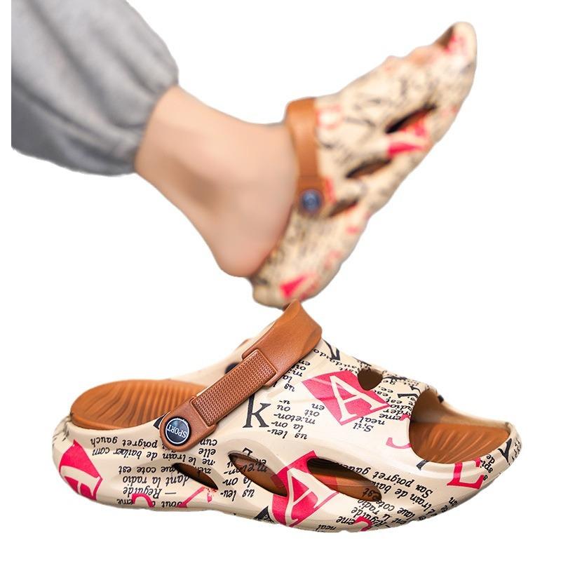 Тапочки мужские летние пляжные на платформе уличные нескользящие кокосовые сандалии мужские для улицы для вождения ощущение дерьма сандалии двойного назначения