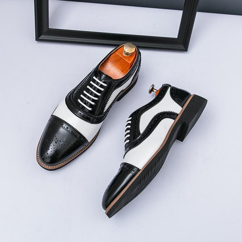 Британский Джентльмен Новые Формальные Туфли Brogues Для Мужчин Дизайн Смешанного Цвета Шнуровка Оксфорды Обувь Для Вечеринки Свадьбы Homecoming
