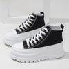Women Lace Up Front High Top Flatform Canvas Shoes Fashion Casual Comfortable Height Increasing Sneakers