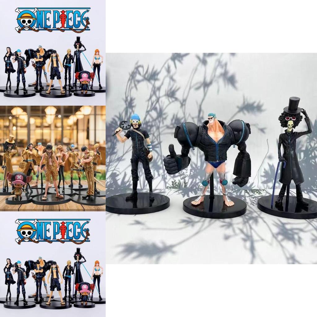 One Piece Модель ручной работы Золотой город Версия из фильма Черная одежда Команда Соломенной шляпы 9 Полный набор Луффи Зоро Аниме Фигурки ПВХ Материал