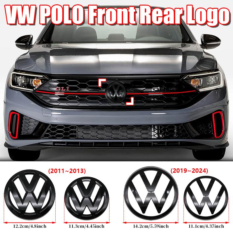 2pcs ABS Car Front Grill Emblem Rear Trunk Badge Logo for Volkswagen VW Polo 2011-2013 2014-2018 2019-2024 Scirocco Quality Kit zw8